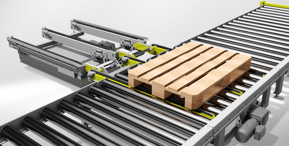 roller conveyor with pallet