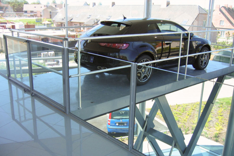 car lift table with black car