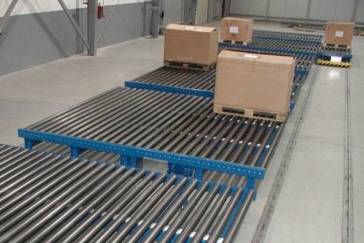 trolley with packages on pallets