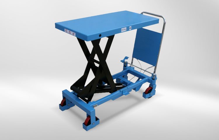 mobile lifting table blue
